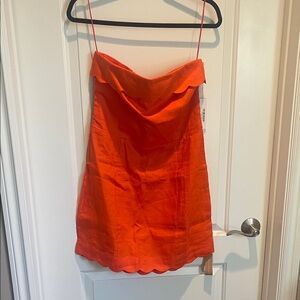 Orange Scalloped Hem Dress